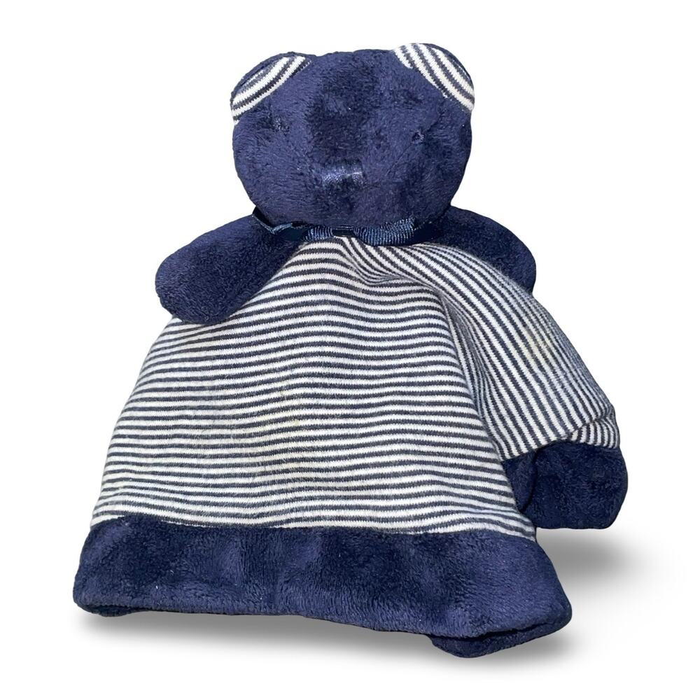 Ralph Lauren Polo Bear Lovey Security Blanket Navy Blue White Stripe Retired HTF